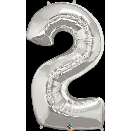 MAYFLOWER DISTRIBUTING 43 in. Number 2 Silver Super Shape Foil Balloons 87816